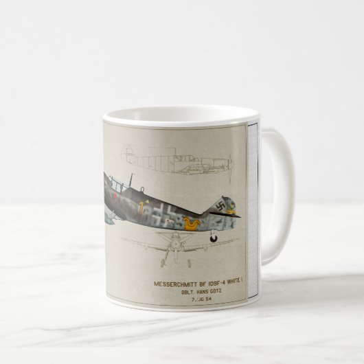 Mug bf-109 blanc 1 (Devant droit)