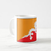 Mug Bhoutan Drapeau design avec Dragon Blanc (Devant gauche)