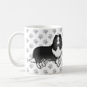 Mug Bi-Black Shetland Sheepdog Cartoon Chien et Pâtes