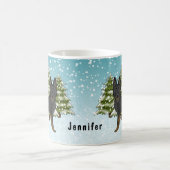 Mug Bi-Noir Allemand Berger Forêt d'hiver avec nom (Centre)