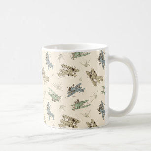 Mug Bi-plans Art déco rugissant - motif vert bleu.
