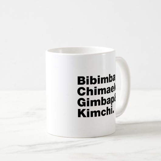 Mug Bibimbap & Chimaek & Gimbap & Kimchi. Aliments cor (Devant droit)