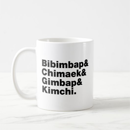 Mug Bibimbap & Chimaek & Gimbap & Kimchi. Aliments cor (Gauche)