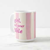 Mug Bible de fille en lecture Rose Typographie de foi (Devant gauche)