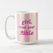 Mug Bible de fille en lecture Rose Typographie de foi (Gauche)