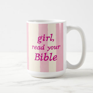 Mug Bible de fille en lecture Rose Typographie de foi