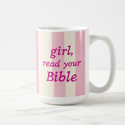 Mug Bible de fille en lecture Rose Typographie de foi (Droite)