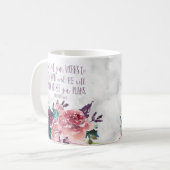 Mug Bible Verse Typographie sur Marble Floral (Devant gauche)