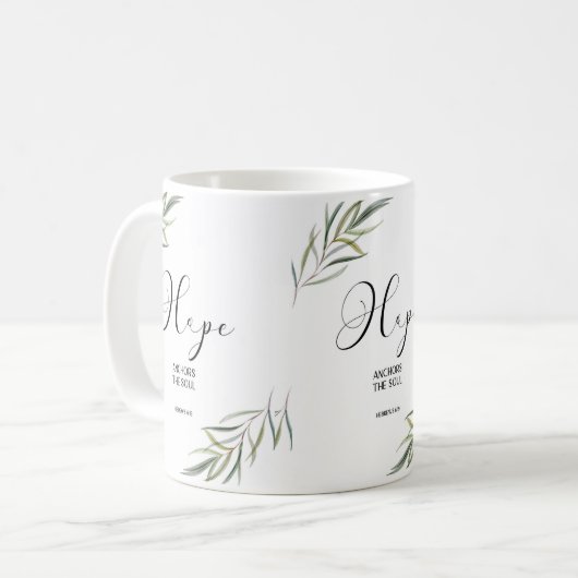 Mug Bible verset Hébreux Écriture feuille (Devant gauche)