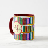Mug Bibliothèque pour génie. Livres pour élèves intell (Devant gauche)