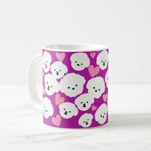 Mug Bichon bouffant et coeurs boug (Devant gauche)