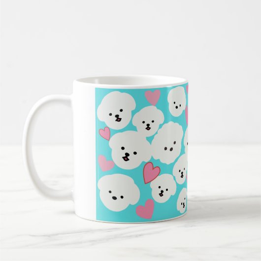 Mug Bichon bouffant et coeurs boug (Gauche)