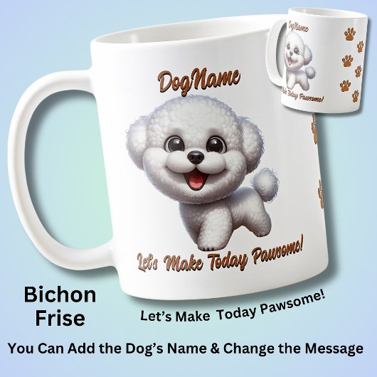 Mug Bichon Frise, Ajouter le nom du chien, Modifier le