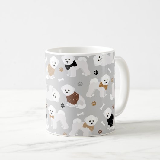 Mug Bichon Frise Bones and Paws Grey (Devant droit)