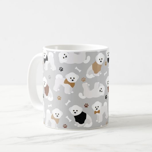 Mug Bichon Frise Bones and Paws Grey (Devant gauche)