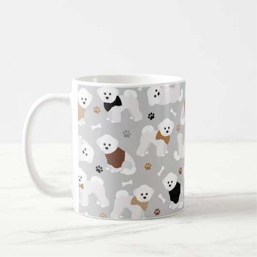 Mug Bichon Frise Bones and Paws Grey (Gauche)