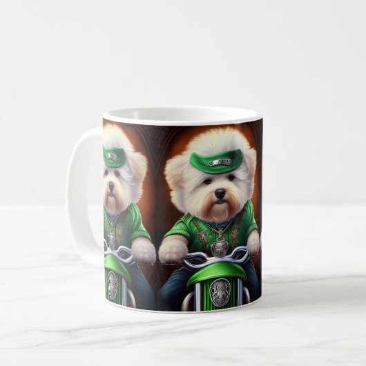 Mug Bichon Frisé Chien Conduite Vélo St. Patrick (Devant gauche)