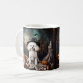 Mug Bichon Frise Citrouilles Halloween effrayant (Devant gauche)