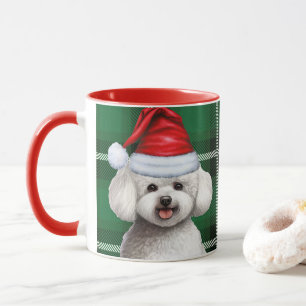 Mug Bichon Frise Dog et Green Holiday Plaid