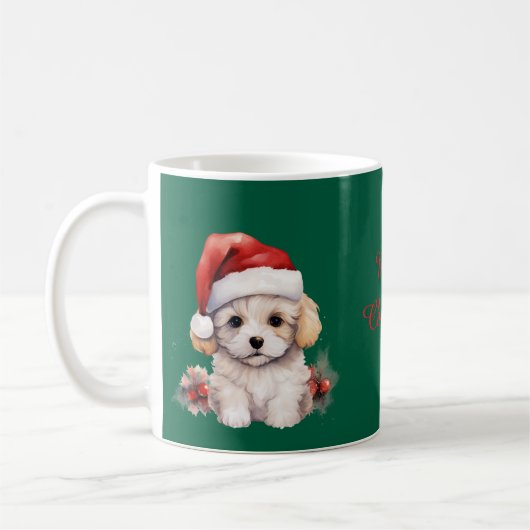 Mug Bichon frisé mignon à Noël (Gauche)