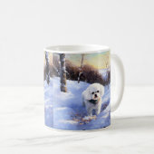 Mug Bichon Frisé Noël sous la neige (Devant droit)