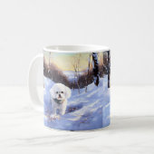 Mug Bichon Frisé Noël sous la neige (Devant gauche)