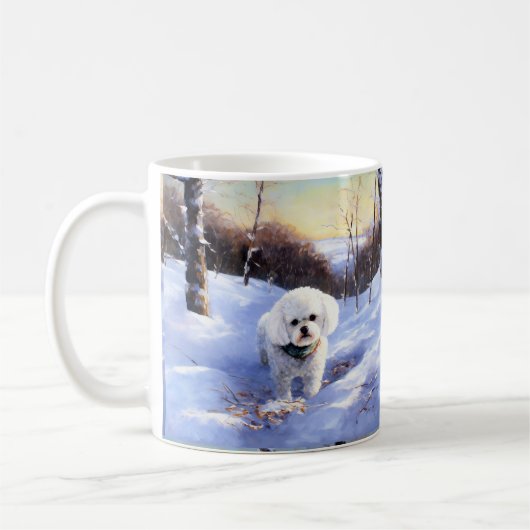 Mug Bichon Frisé Noël sous la neige (Gauche)