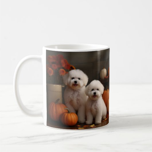 Mug Bichon Frise Puppy Automne Citrouille délice (Gauche)