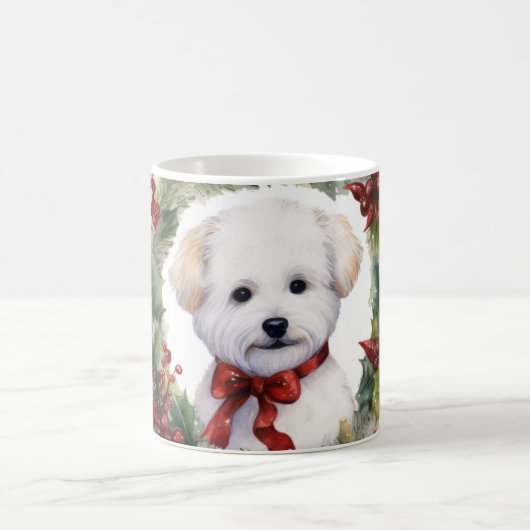 Mug Bichon Frise Wreath Festive Pup (Centre)
