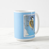 Mug Bickadee sur la peinture d'alimentation - Oiseaux (Devant droit)