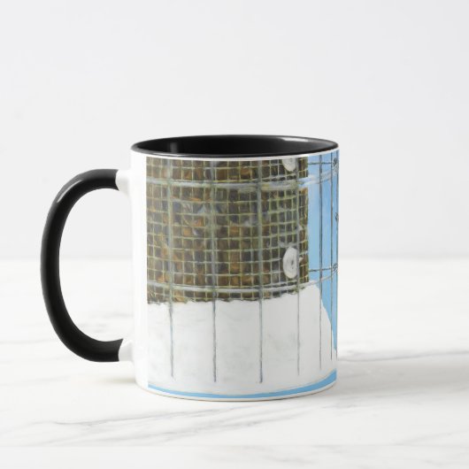 Mug Bickadee sur la peinture d'alimentation - Oiseaux  (Gauche)