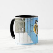 Mug Bickadee sur la peinture d'alimentation - Oiseaux  (Devant gauche)