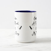 Mug bicolore 450 ml (bleu) (Centre)