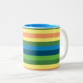 Mug bicolore aux lignes printanières colorées (Devant droit)