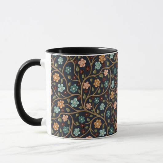 Mug bicolore avec branches et fleurs (Gauche)