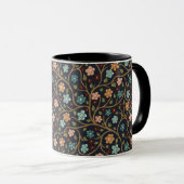 Mug bicolore avec branches et fleurs (Devant droit)