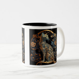 Mug bicolore Chat Art Nouveau, 11 oz