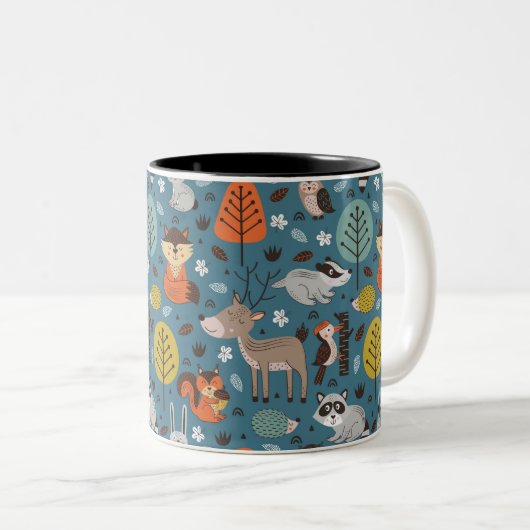 Mug bicolore d'animaux forestiers (Devant droit)