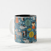 Mug bicolore d'animaux forestiers (Devant gauche)
