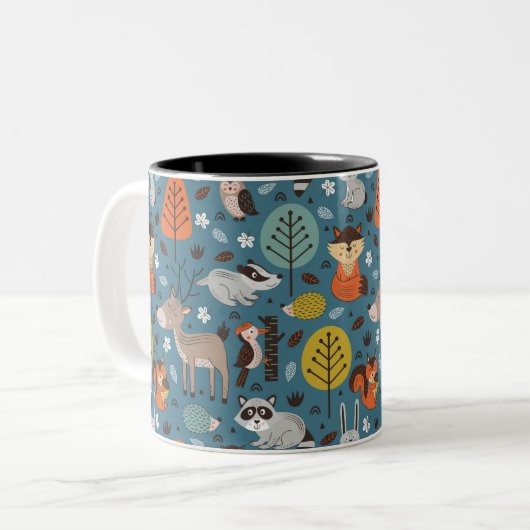 Mug bicolore d'animaux forestiers (Devant gauche)