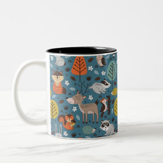 Mug bicolore d'animaux forestiers (Gauche)