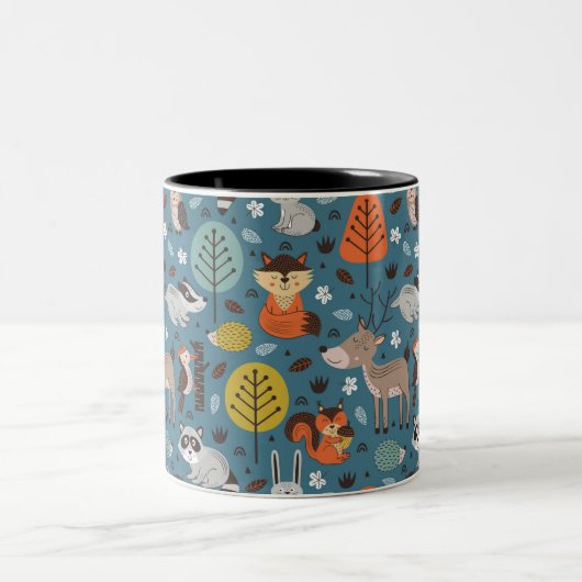 Mug bicolore d'animaux forestiers (Centre)