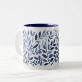 Mug bicolore Feuille bleu (Devant gauche)