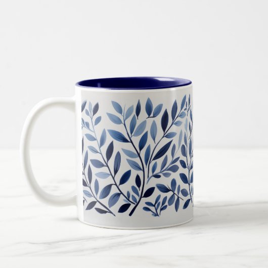 Mug bicolore Feuille bleu (Gauche)