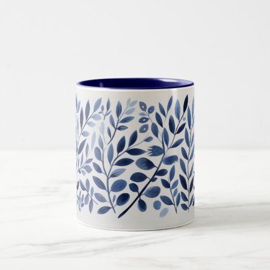 Mug bicolore Feuille bleu (Centre)