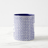 Mug bicolore tricot BLEU NAVY + Initiale (Centre)