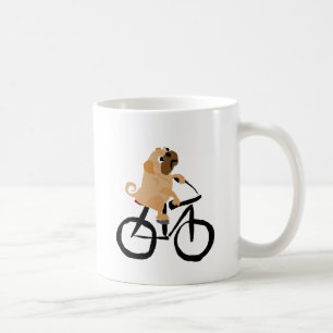 Mug Bicyclette drôle d'équitation de chiot de carlin