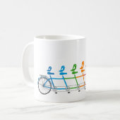 Mug bicyclette tandem colorée avec la famille (Devant gauche)