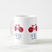 Mug Bicyclettes Rouges Boug Personnalisé Avec Son Nom (Devant gauche)