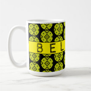 Mug Biélorussie Б е л р у с Folk Motif Jaune Noir а
